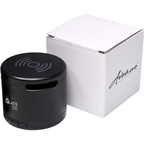 Altavoz Bluetooth® metálico con base de carga inalámbrica "Jones"