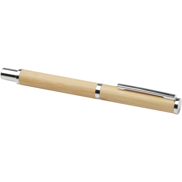 Apolys bamboo ballpoint and rollerball pen gift set  (black ink)