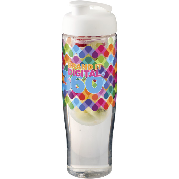 H2O Active® Tempo Bidón deportivo e infusor con Tapa Flip de 700 ml - Transparente / Blanco