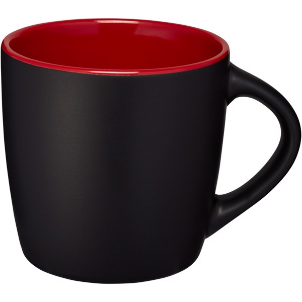Taza de cerámica de 340 ml "Riviera" - Negro intenso / Rojo