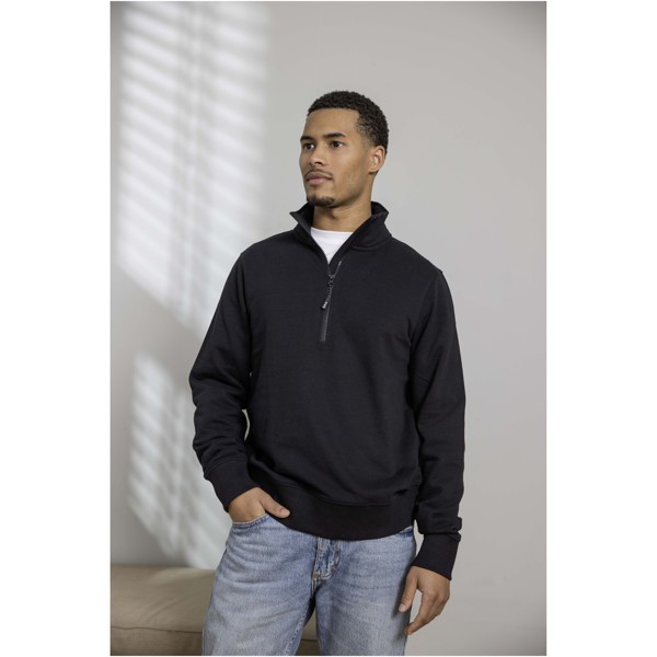 Tin unisex Aware™ recycled quarter zip sweater - Black / 2XS
