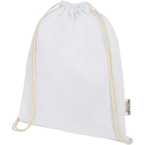 Oregon 140 g/m² GRS recycled cotton drawstring bag - White