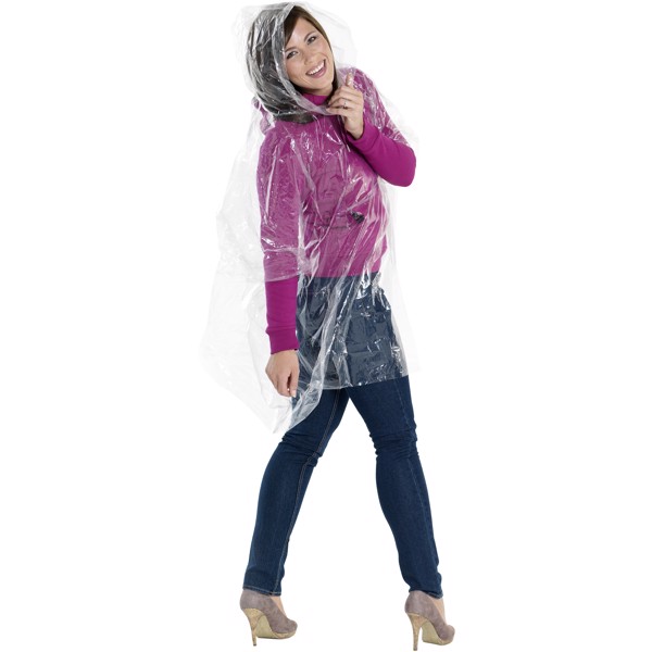 Xina rain poncho in storage football with keychain