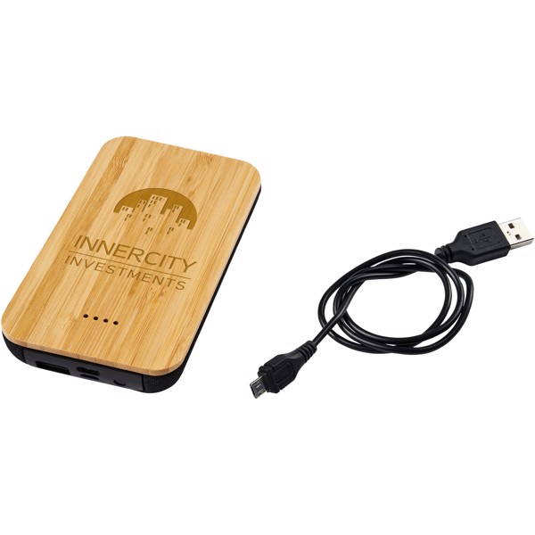 Batería externa inalámbrica de 6000 mAh de bambú/tela "Future"