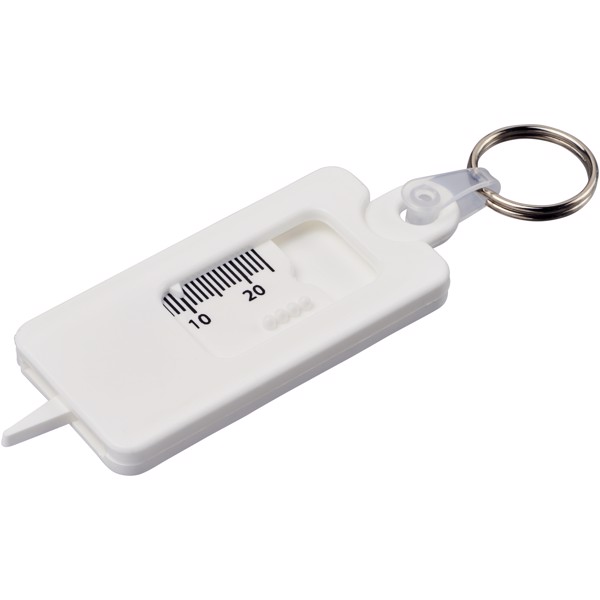 Kym tyre tread check keychain - White