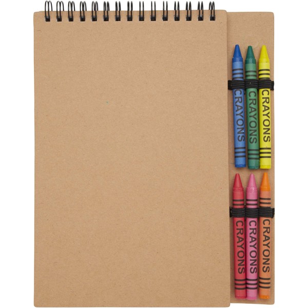 Doodle A5 spiral soft cover notebook and crayon set