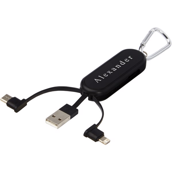 Cable de carga doble con mosquetón y retroiluminado por láser "Gleam"