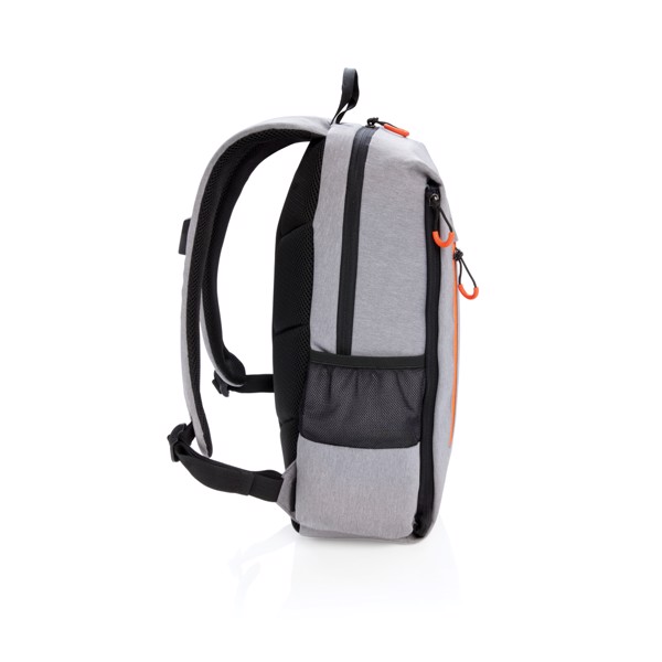 Lima 15.6" RFID & USB laptop backpack - Grey / Orange