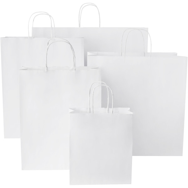 Kraft 90-100 g/m2 paper bag with twisted handles - 49.5 x 14 x 44 cm - White