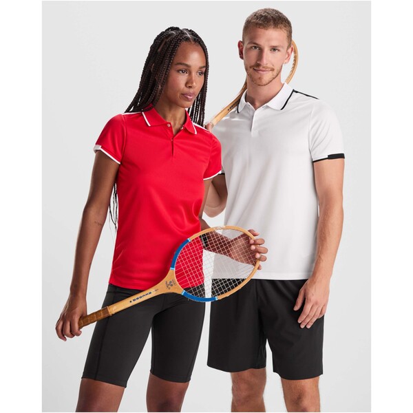 Tamil short sleeve men's sports polo - Red / White / roly-S