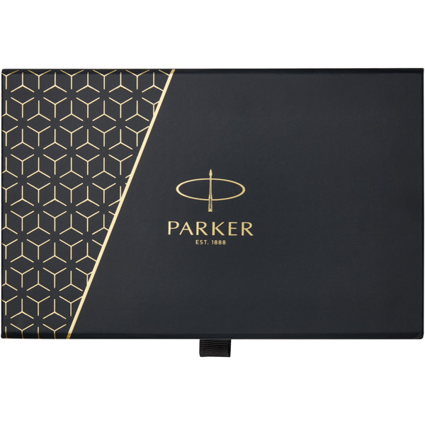 Parker IM achromatic ballpoint and rollerball pen set with gift box (black/blue ink)