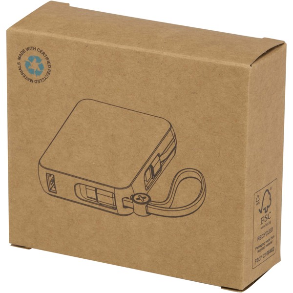 Acrux 10.000 mAh 35W tablet power bank with built in Type-C cable - made from recycled plastic - White