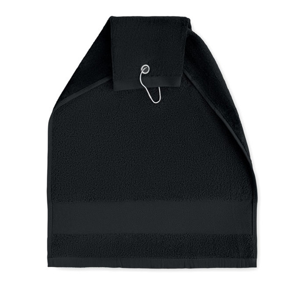 Cotton golf towel with hanger Hitowgo - Black