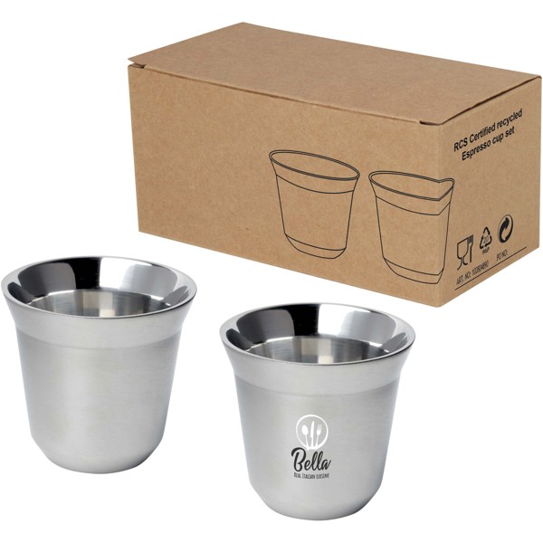 Duo 80 ml RCS certified stainless steel espresso cup set - Silver