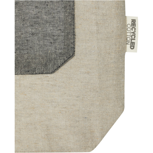 Pheebs 150 g/m² recycled cotton tote bag with front pocket 9L - Natural / Heather Black
