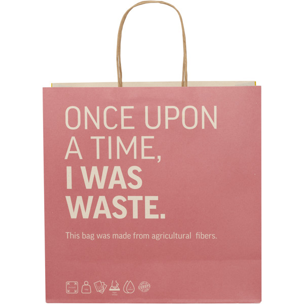 Agricultural waste 150 g/m2 paper bag with twisted handles - 31 x 12 x 31 cm