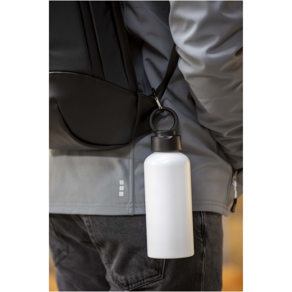 Trinity 600 ml RCS certified recycled aluminium water bottle with RPET lid - White