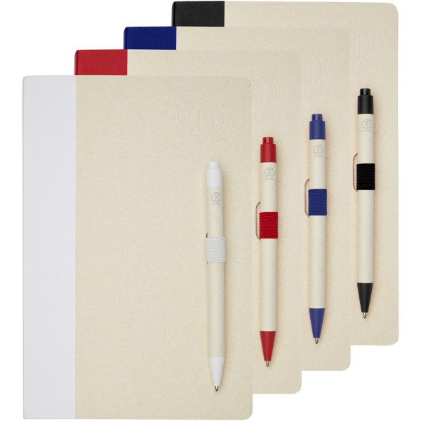 Dairy Dream A5 size reference recycled milk cartons notebook and ballpoint pen set - White