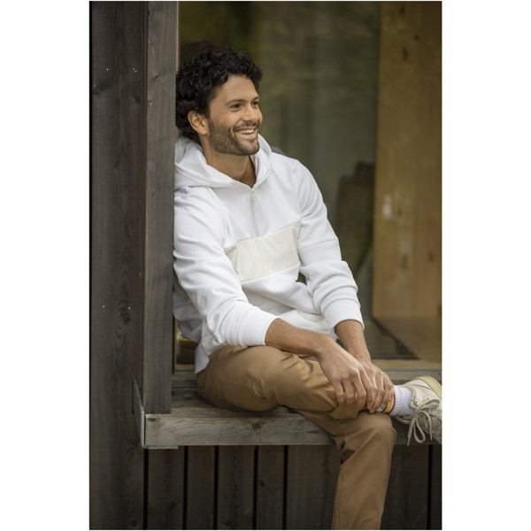 Sayan men's half zip anorak hooded sweater - White / 3XL