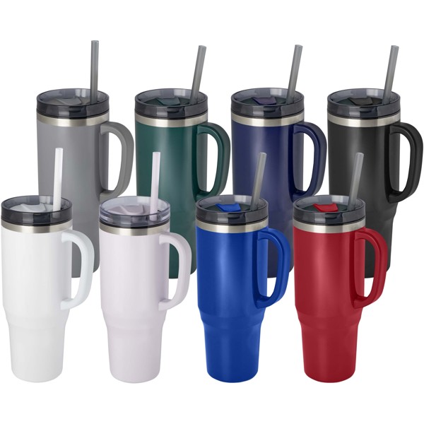 Melbourne 1200 ml RCS certified insulated tumbler with straw - Red