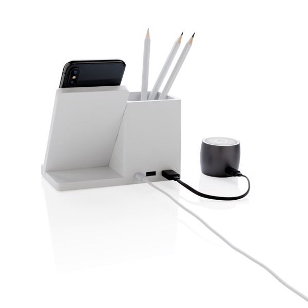 Ontario 5W wireless charger with pen holder - White