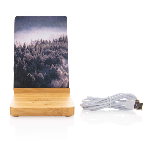 Bamboo 5W wireless charger with photo frame