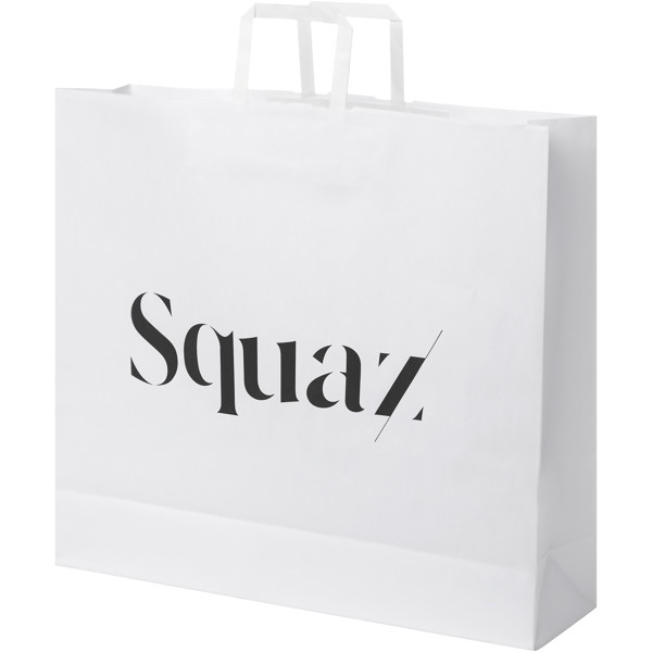 Kraft 90-100 g/m2 paper bag with flat handles - 49.5 x 14 x 44 cm - White