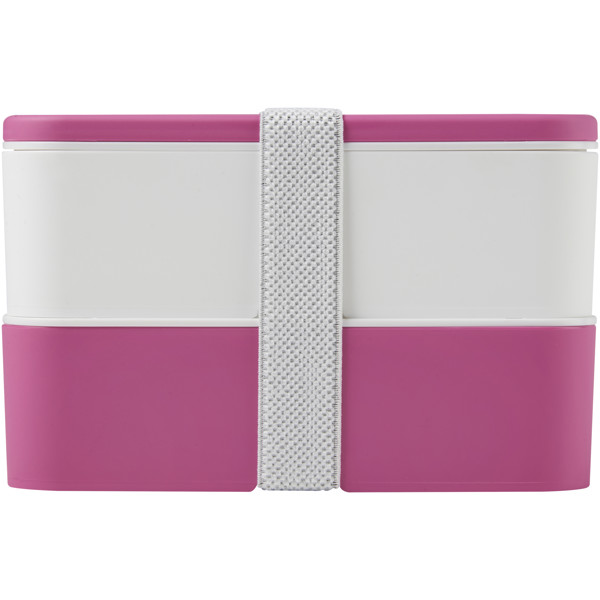 MIYO 700+700 ml double layer lunch box - Pink / White / White