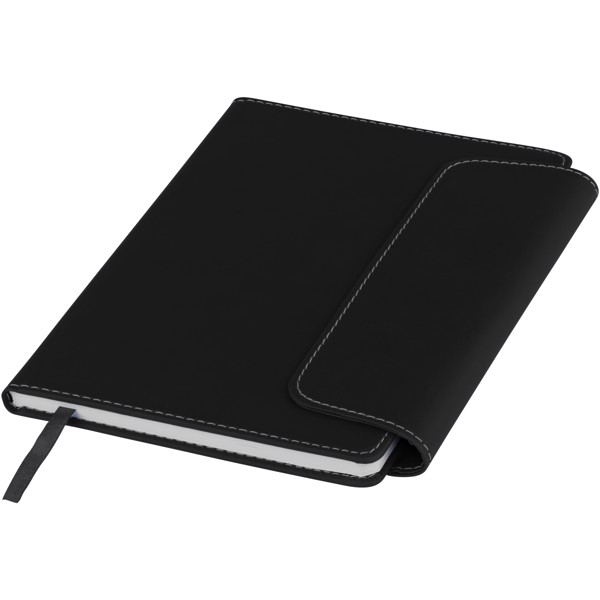 Libreta A5 con solapa y bolígrafo stylus "Horsens" - Negro intenso