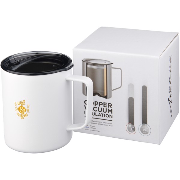 Taza de 420 ml con aislamiento de cobre al vacío "Rover" - Blanco