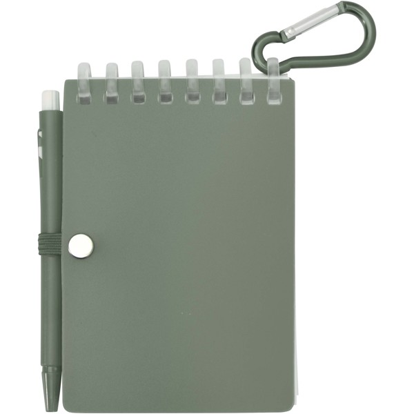 Lig Mini recycled outdoor soft cover notebook and ballpoint pen set (black ink) - Heather Green