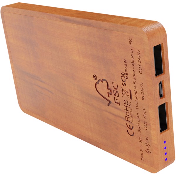 SCX.design P37 5000 mAh light-up wireless wooden power bank