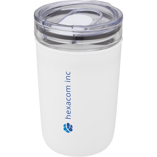 Bello 420 ml glass tumbler with recycled plastic outer wall - White