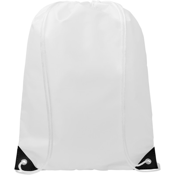 Oriole drawstring backpack with coloured corners - White / Solid black