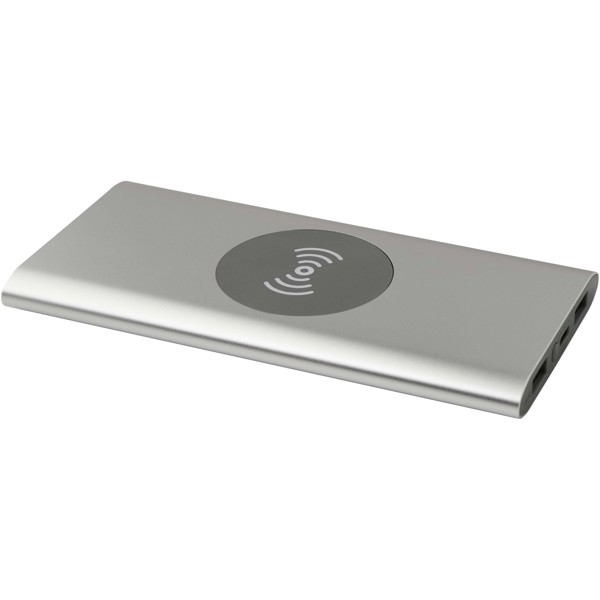 Juice 8000 mAh Type-C recycled aluminium wireless power bank - Silver