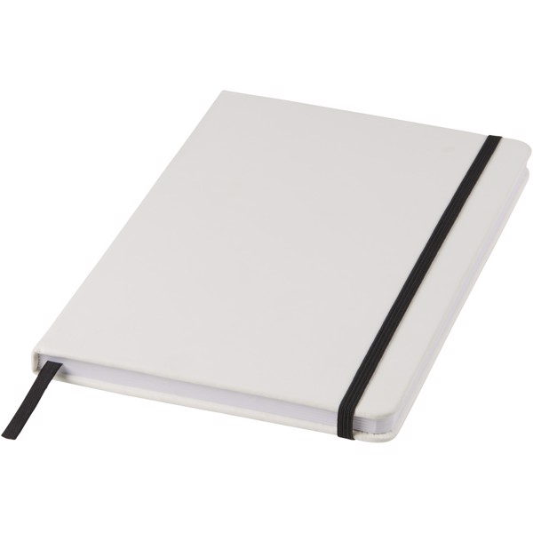 Libreta A5 blanca con cinta de color "Spectrum" - Blanco / Negro intenso