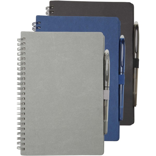 Slate A5 reusable hard cover notebook and pen set (black ink) - Grey