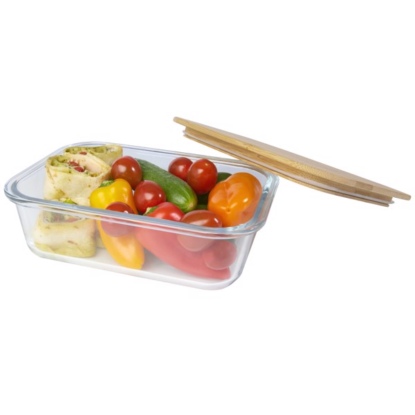 Roby 1000 ml glass lunch box with bamboo lid - Natural / Transparent Clear