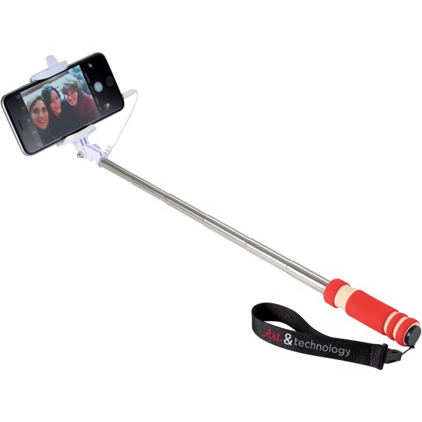 Mini Selfie držák s poutkem - Červená s efektem námrazy