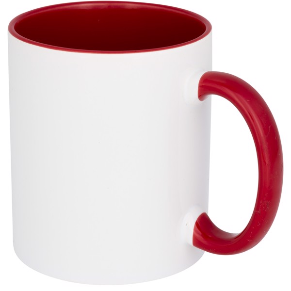Taza de 350 ml para sublimación con asas e interior de color "Pix" - Rojo