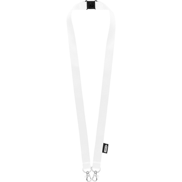 Adam recycled PET lanyard with two hooks - White