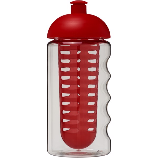 Sportovní láhev s infuzérem a kupolovitýmvíčkem H2O Bop® 500 ml - Průhledná / Červená s efektem námrazy