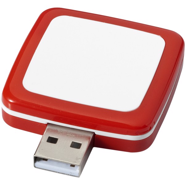 Otočné USB Square - Červená s efektem námrazy / 2GB