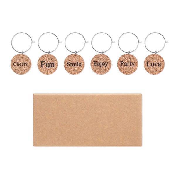 Set of cork glass markers Labely