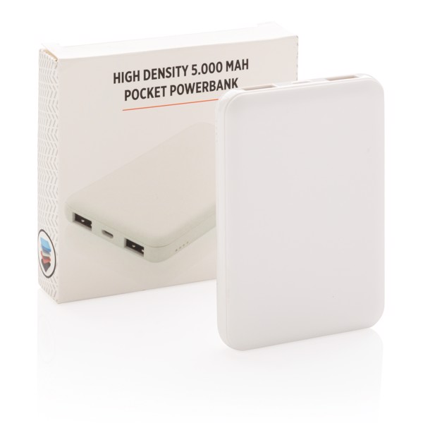 High Density 5.000 mAh Pocket Powerbank - White