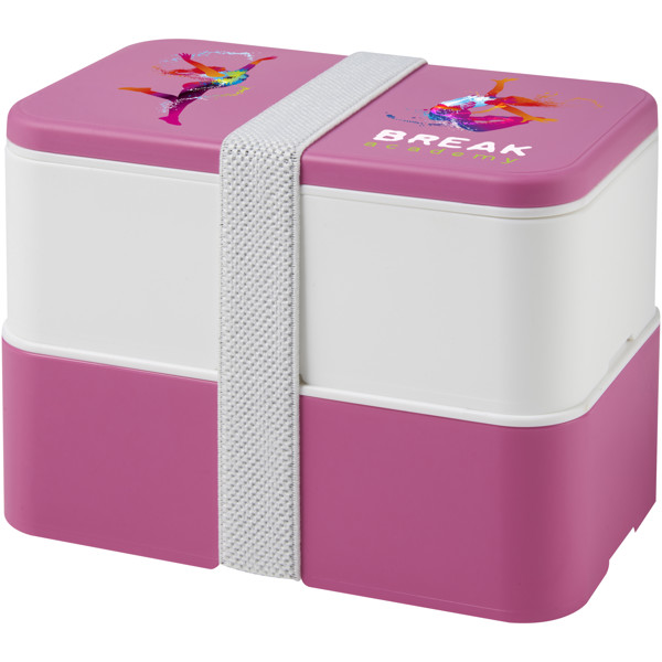 MIYO 700+700 ml double layer lunch box - Pink / White / White