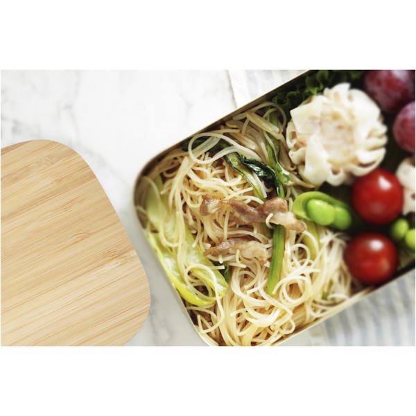 Tite 700 ml stainless steel lunch box with bamboo lid