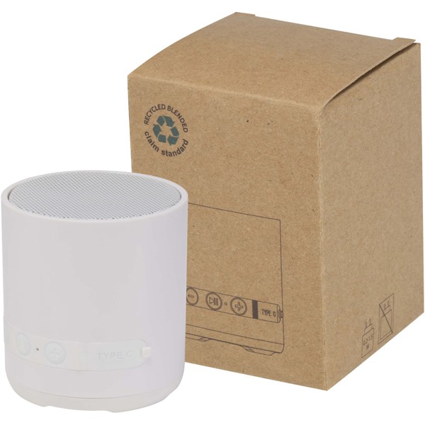 Hunor 3W recycled plastic wireless speaker - White