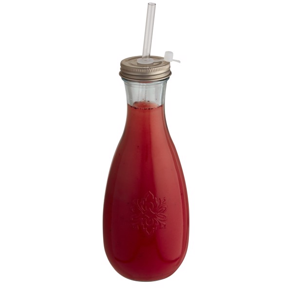 Polpa recycled glass bottle with straw