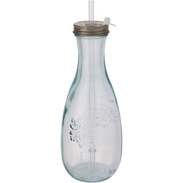 Polpa recycled glass bottle with straw